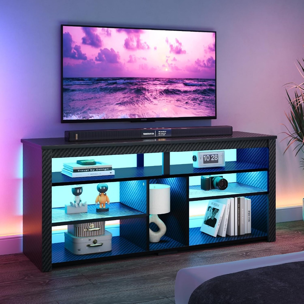 Gaming Console Entertainment Center - Rak TV LED Tinggi, Pusat Hiburan
