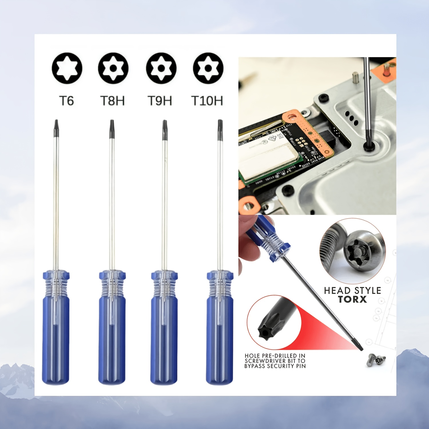 Gaming Console Repair - Set Obeng Tork 4-Piece T6, T8,