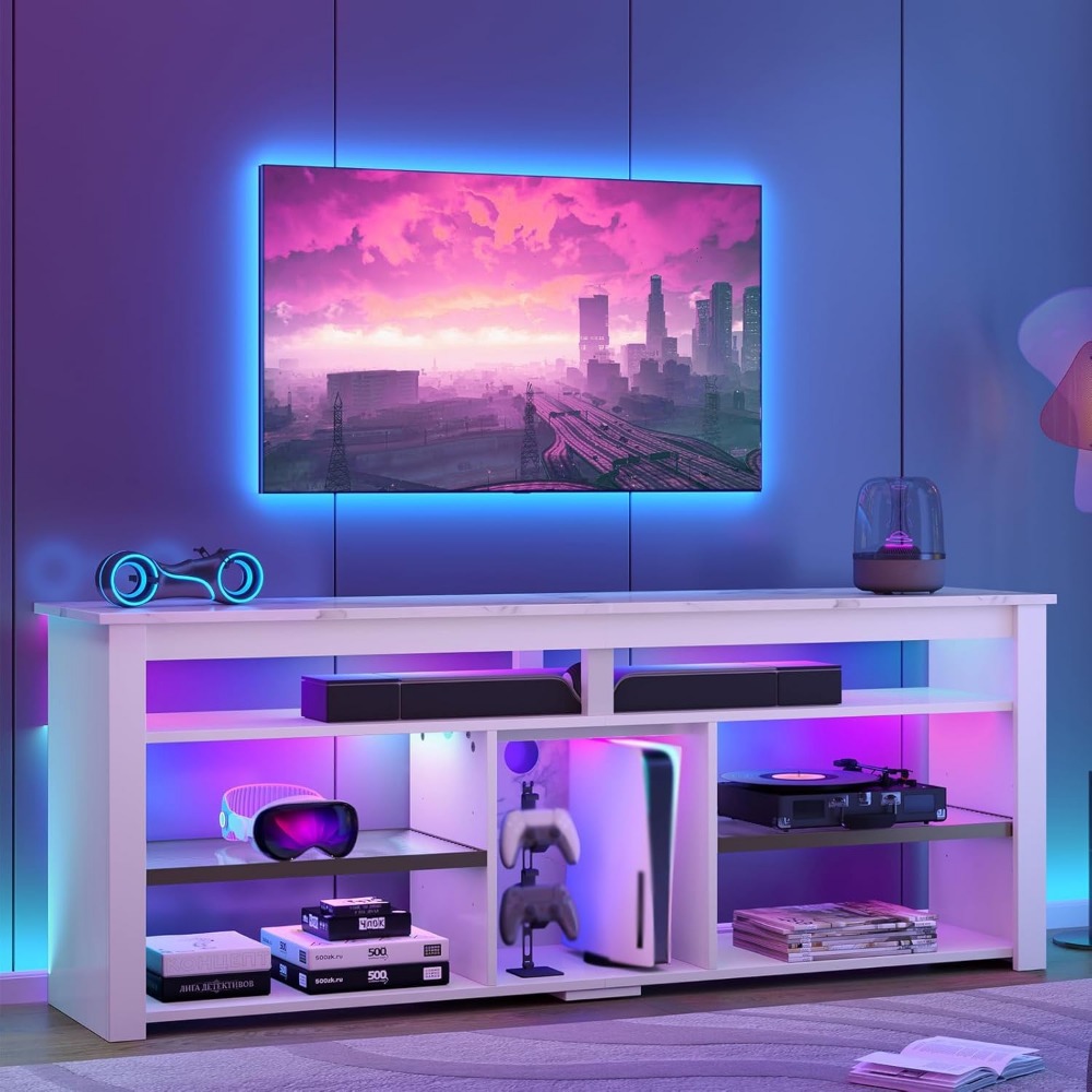 Gaming Console Entertainment Center - Meja TV 70 Inci dengan Lampu