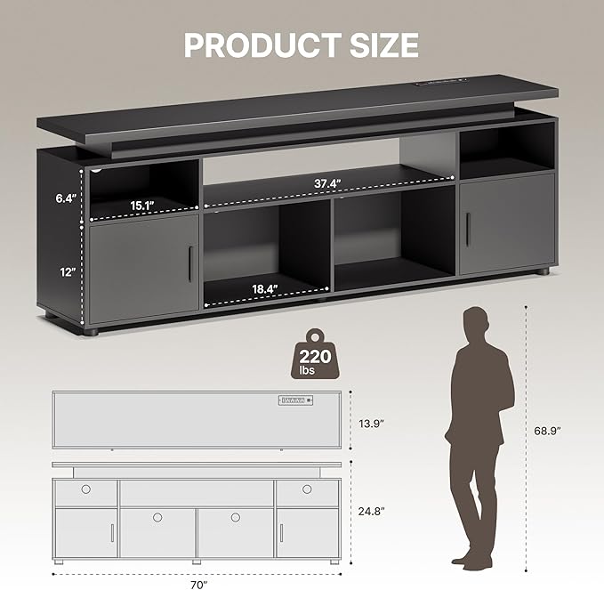 Meja TV Modern dengan Lampu LE - Gaming Console Entertainment Center ulasan dan harga