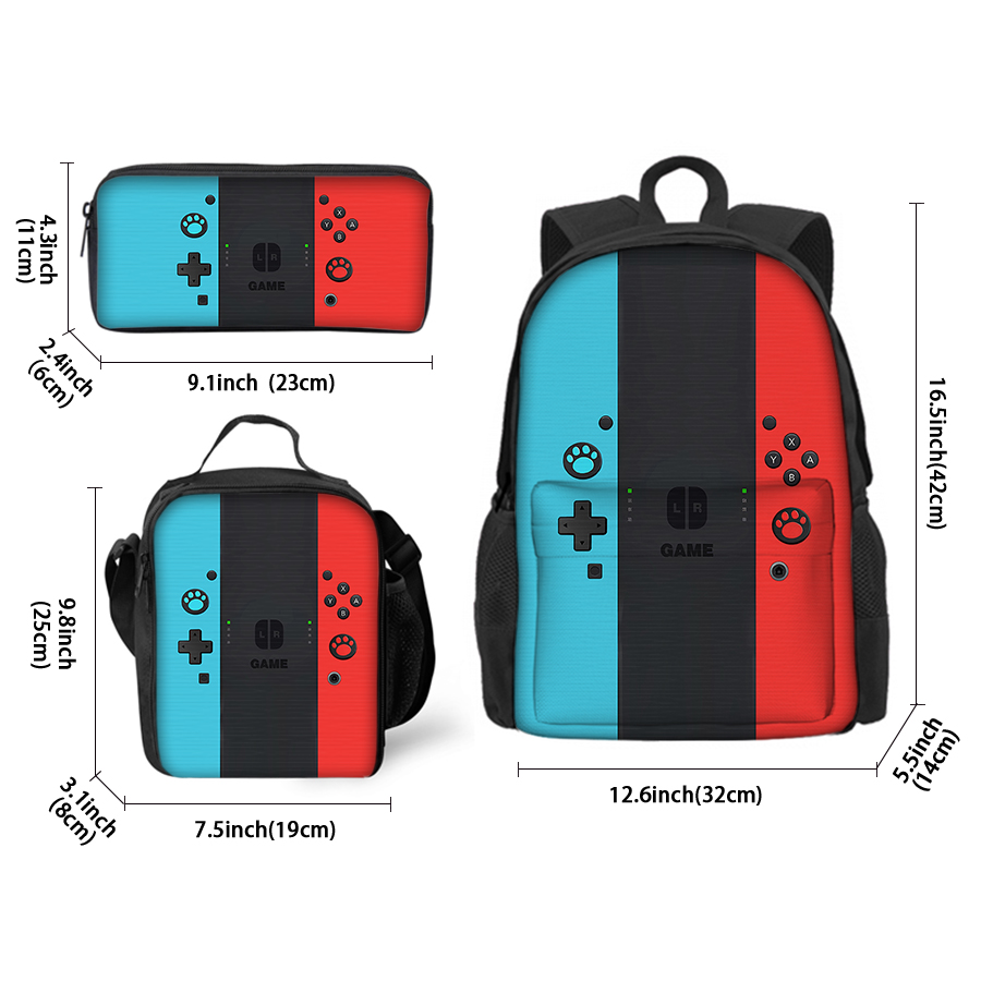 Set 3 Buah Tas Makan Siang Kon - Gaming Console Kids ulasan dan harga