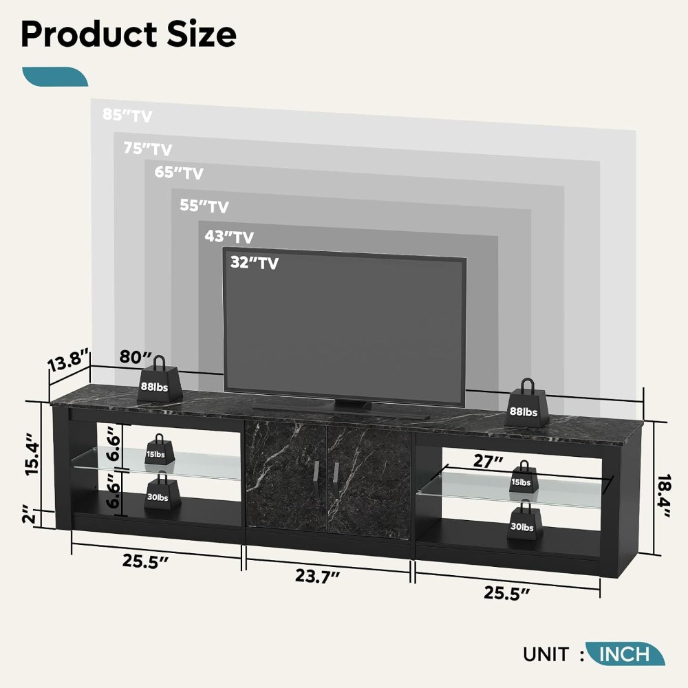 Rak TV 80 Inci untuk TV 75-86  - Gaming Console Entertainment Center ulasan dan harga