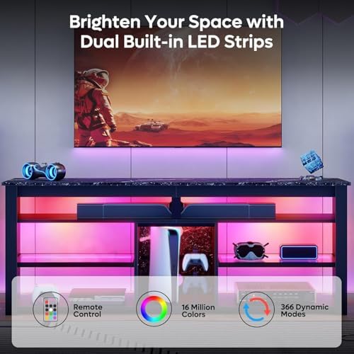 Meja TV untuk TV 70 inci, Pusa - Gaming Console Entertainment Center ulasan dan harga