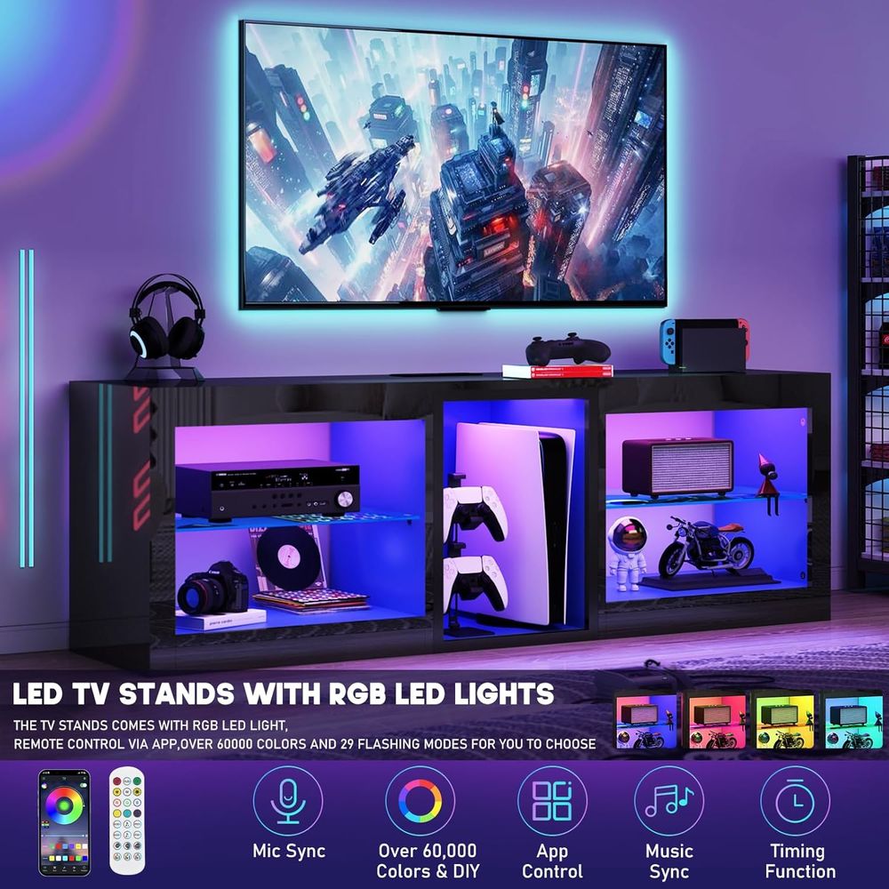 Rak TV LED dengan Stopkontak u - Gaming Console Entertainment Center ulasan dan harga