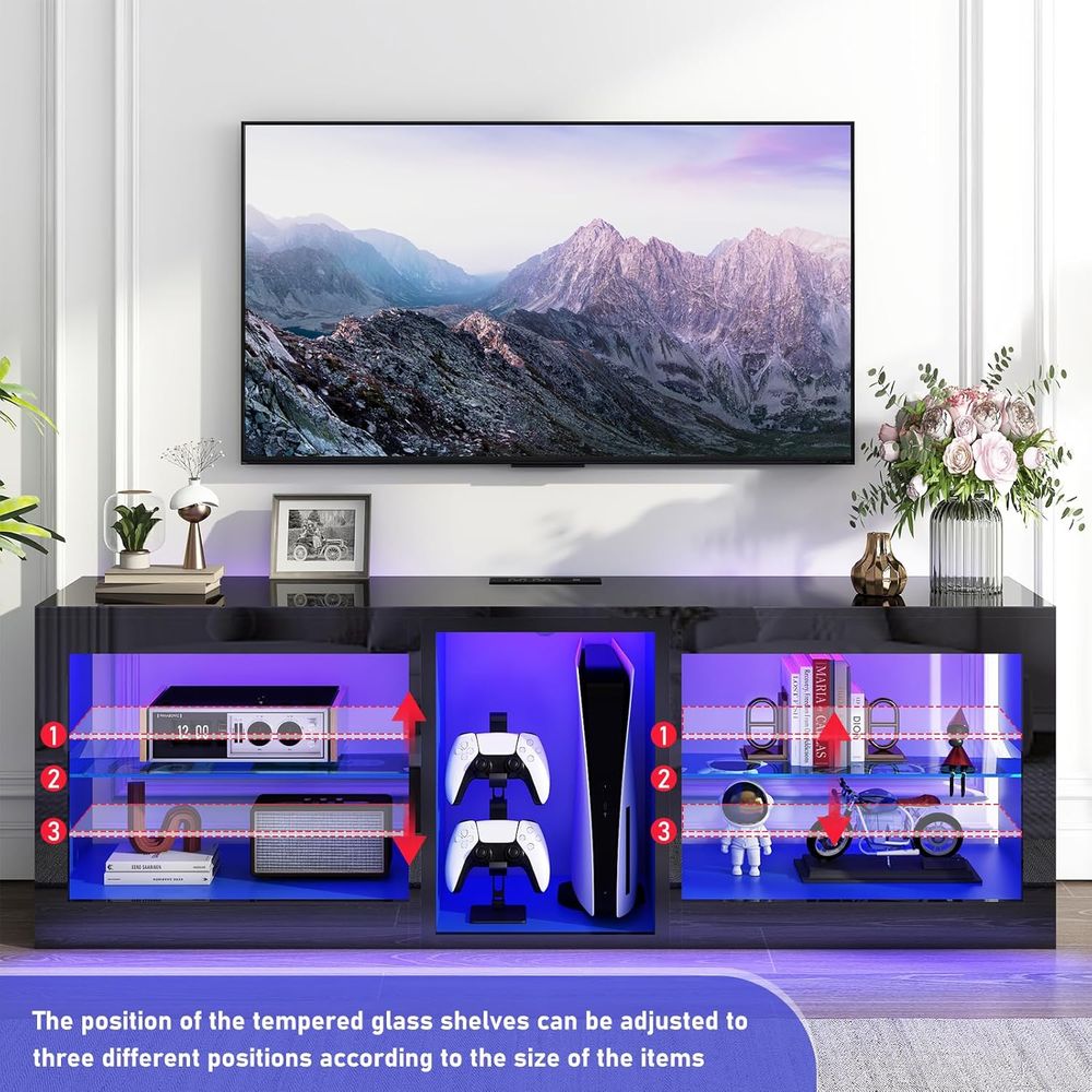 Rak TV LED dengan Stopkontak u - Gaming Console Entertainment Center ulasan dan harga