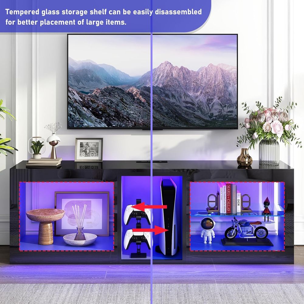 Rak TV LED dengan Stopkontak u - Gaming Console Entertainment Center ulasan dan harga