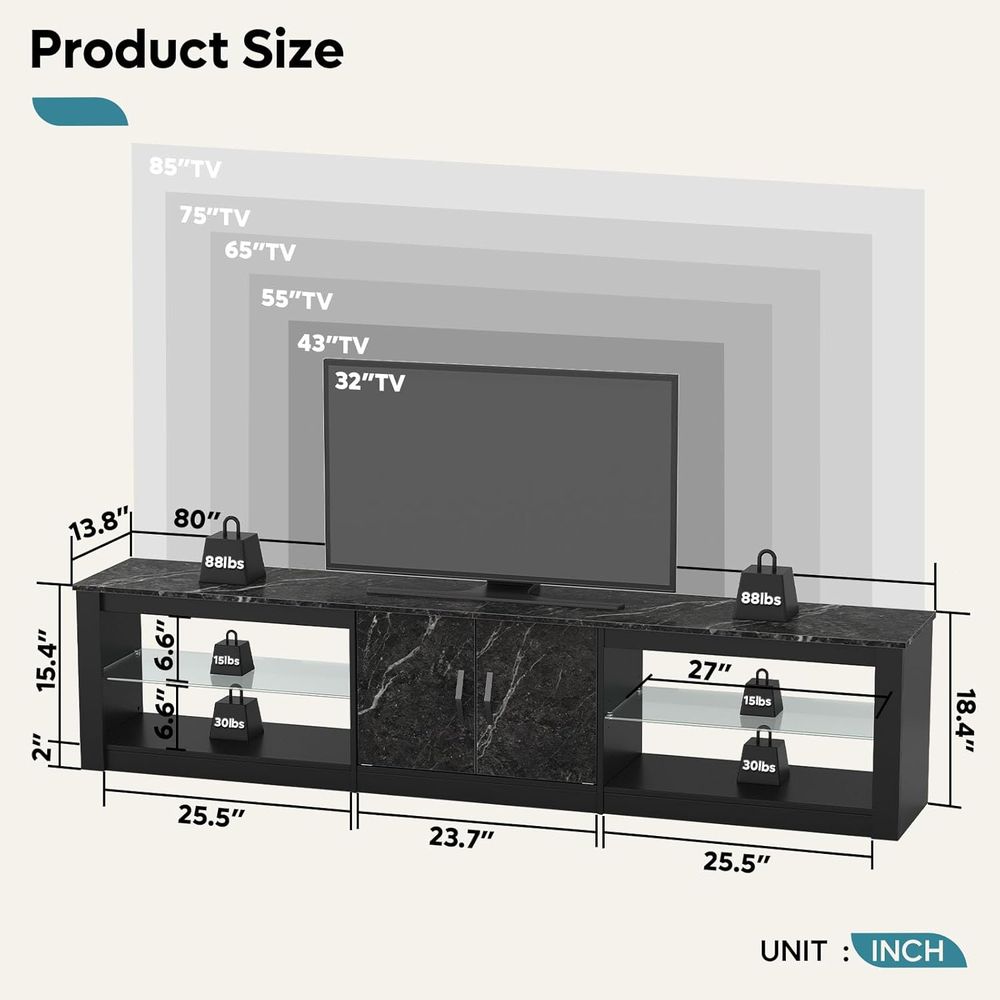 Stand TV 80 Inci atau TV 75/85 - Gaming Console Entertainment Center ulasan dan harga