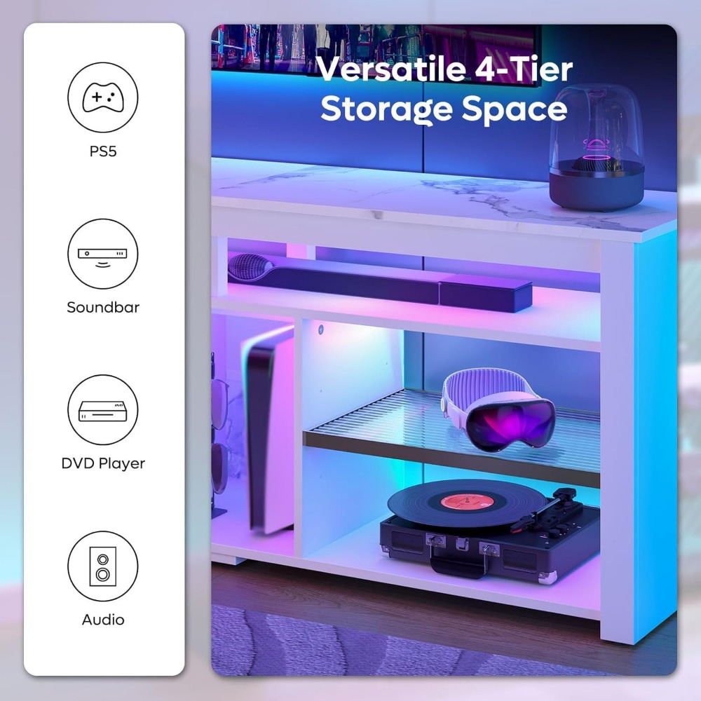 Meja TV 70 Inci dengan Lampu L - Gaming Console Entertainment Center ulasan dan harga