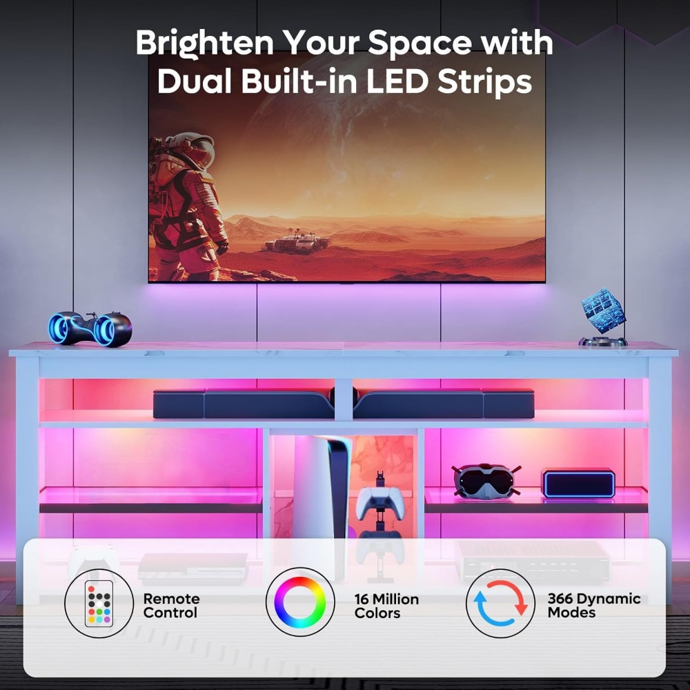 Meja TV 70 Inci dengan Lampu L - Gaming Console Entertainment Center ulasan dan harga