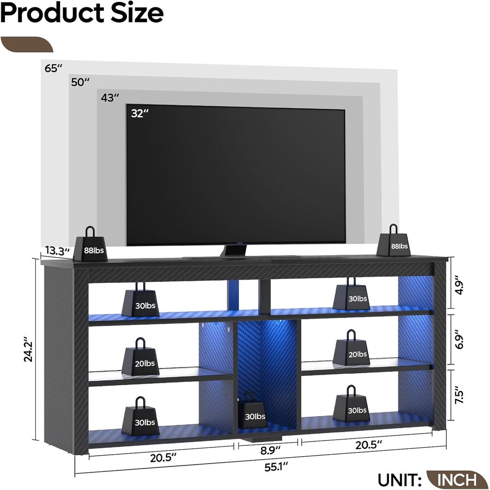 Meja TV Modern untuk TV 55-65  - Gaming Console Entertainment Center ulasan dan harga